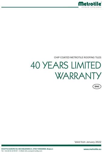 Metrotile ChipCoated Warranty