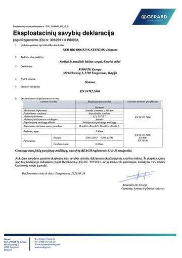 Eksploatacinių savybių deklaracija (Diamant) (PDF)