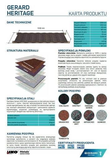 Specyfikacja dachówki Heritage