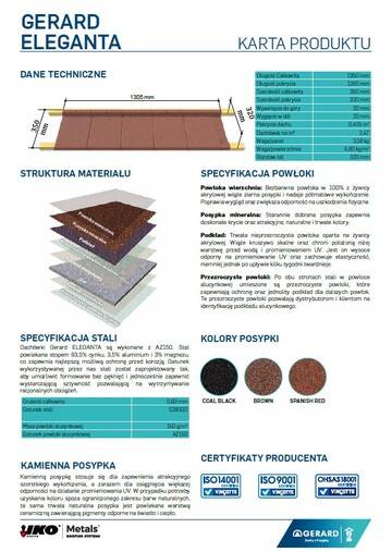 Specyfikacja dachówki Eleganta