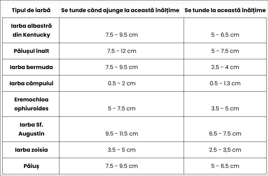 Înălţimea adecvată pentru tunderea gazonului, conform specialiştilor